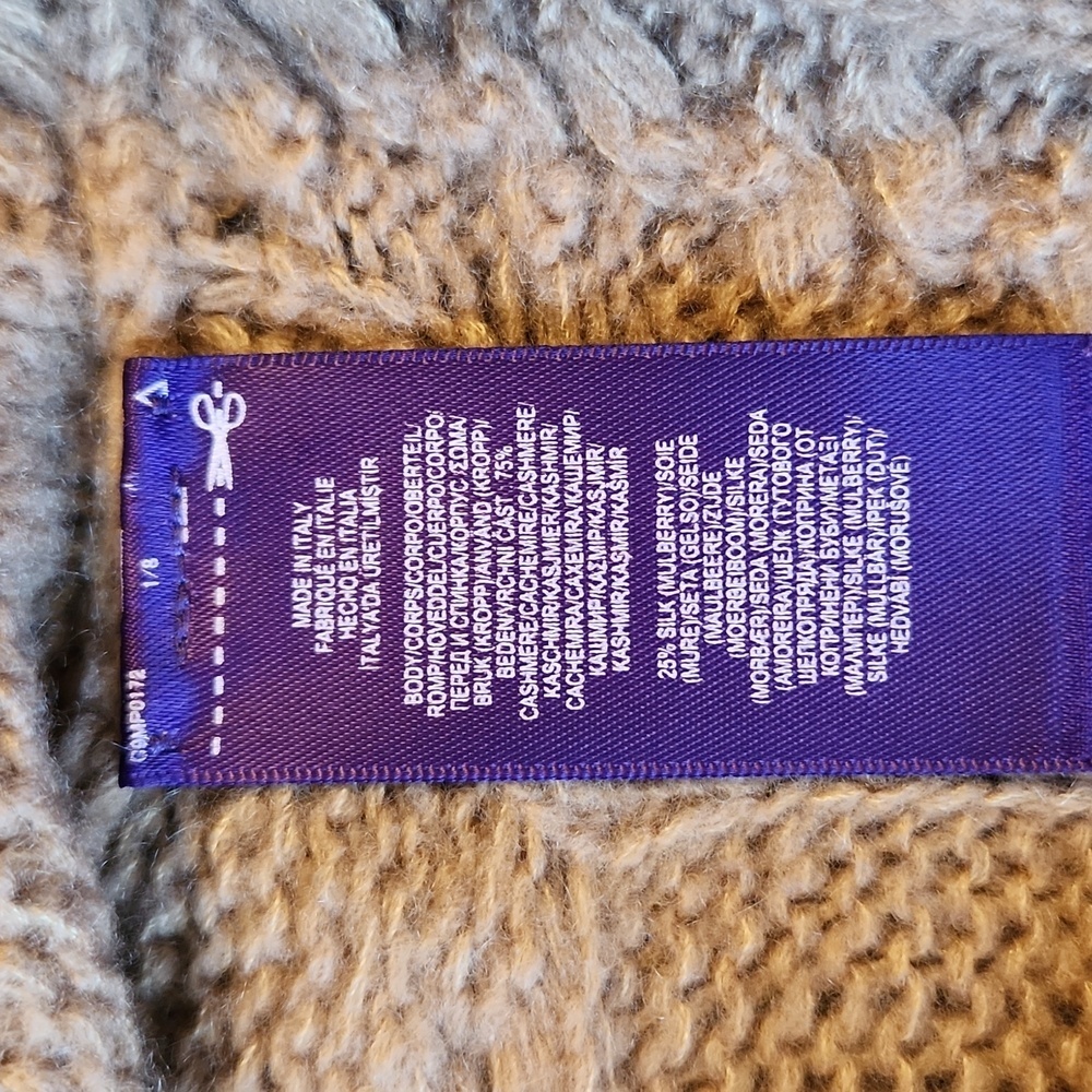 Ralph Lauren Collection Purple Label  Cable Knit Cashmere/silk Sweater L - Picture 7 of 12